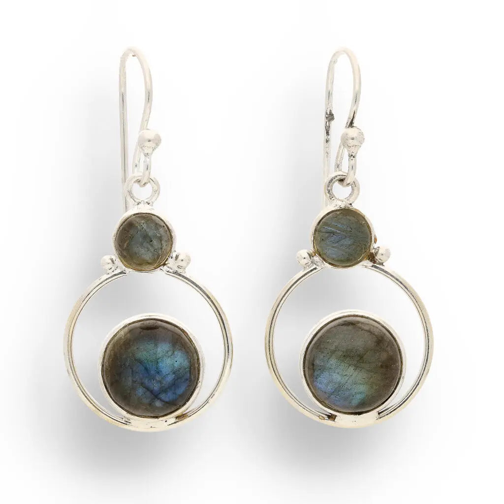 Labradorite earrings on rhodium-plated silver and vermeil, natural stone, labradorite jewel, shops labradorite earrings