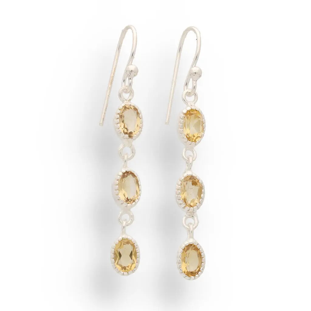 Facet Trio Earrings: Citrine