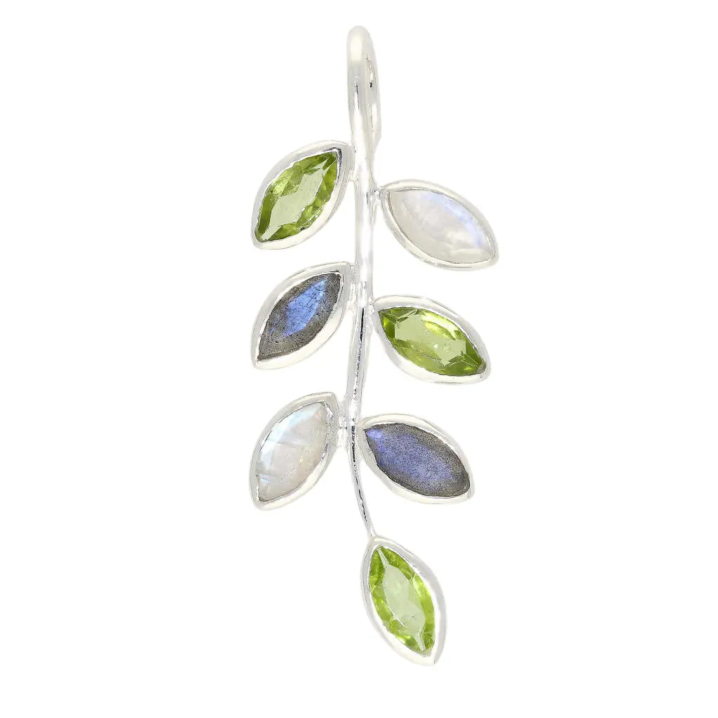 Buy your Leaf & Light Moonstone, Labradorite & Peridot Silver Pendant online now or in store at Forever Gems in Franschhoek, South Africa