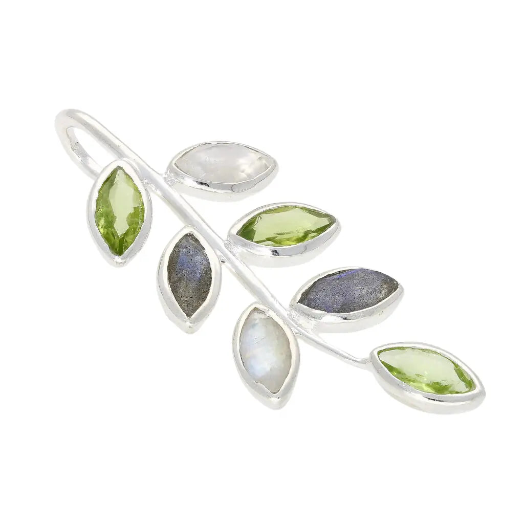 Buy your Leaf & Light Moonstone, Labradorite & Peridot Silver Pendant online now or in store at Forever Gems in Franschhoek, South Africa