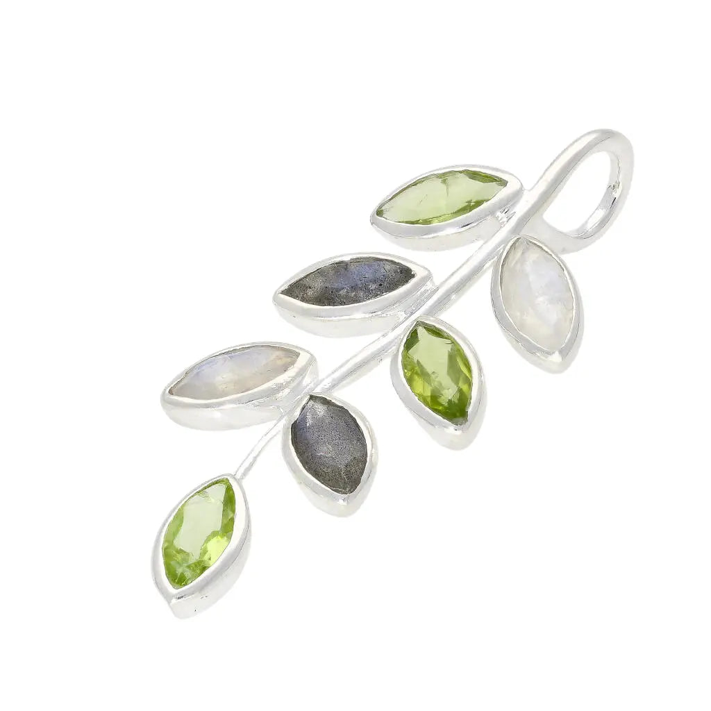 Buy your Leaf & Light Moonstone, Labradorite & Peridot Silver Pendant online now or in store at Forever Gems in Franschhoek, South Africa