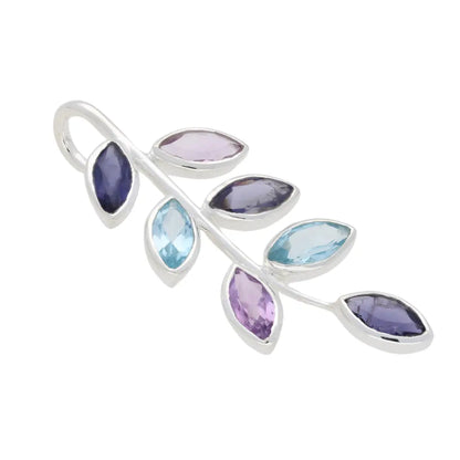 Buy your Leaf & Light Amethyst, Iolite & Blue Topaz Silver Pendant online now or in store at Forever Gems in Franschhoek, South Africa