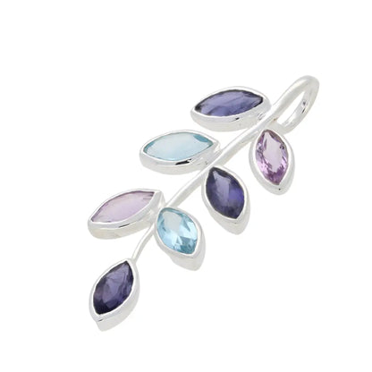 Buy your Leaf & Light Amethyst, Iolite & Blue Topaz Silver Pendant online now or in store at Forever Gems in Franschhoek, South Africa