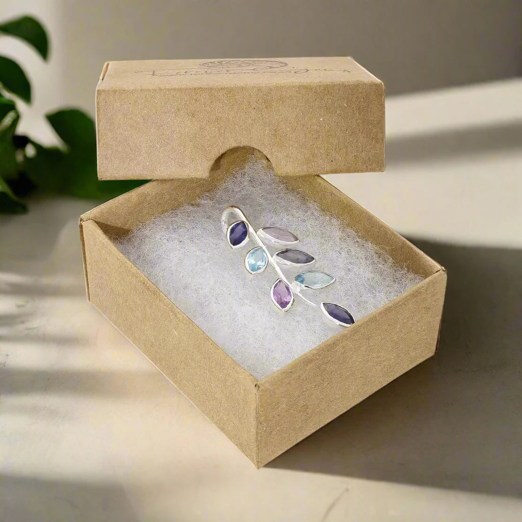 Buy your Leaf & Light Amethyst, Iolite & Blue Topaz Silver Pendant online now or in store at Forever Gems in Franschhoek, South Africa