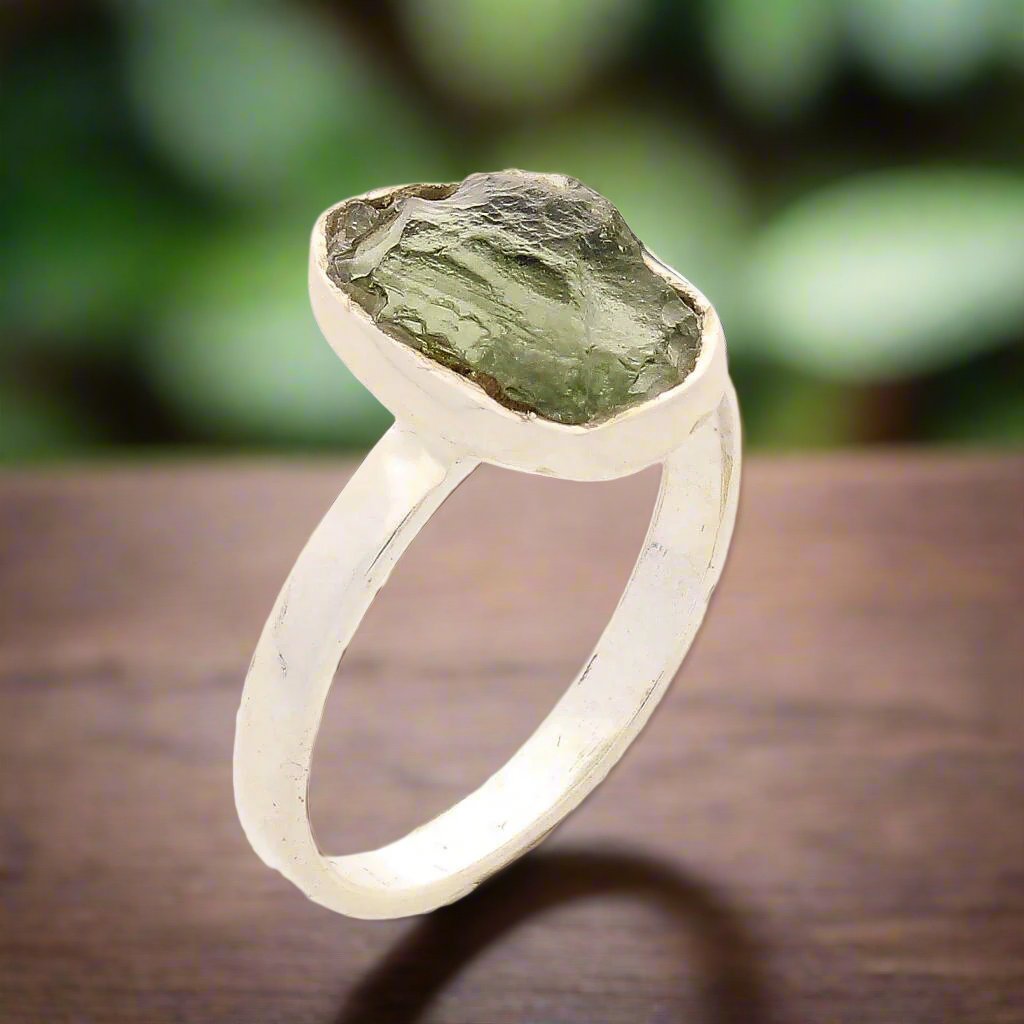 Buy your Cosmic Embrace: Sterling Silver Moldavite Ring online now or in store at Forever Gems in Franschhoek, South Africa