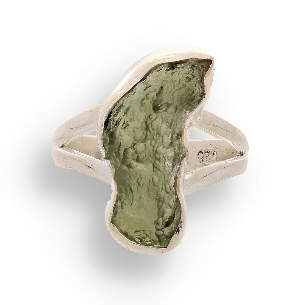 Celestial Splendor: Moldavite and Sterling Silver Ring