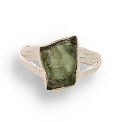 Celestial Splendor: Moldavite and Sterling Silver Ring