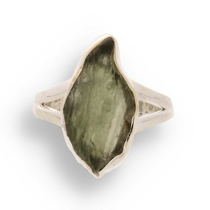 Celestial Splendor: Moldavite and Sterling Silver Ring