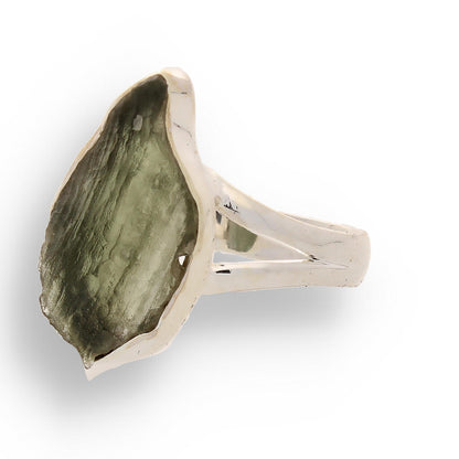 Celestial Splendor: Moldavite and Sterling Silver Ring