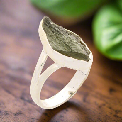 Celestial Splendor: Moldavite and Sterling Silver Ring