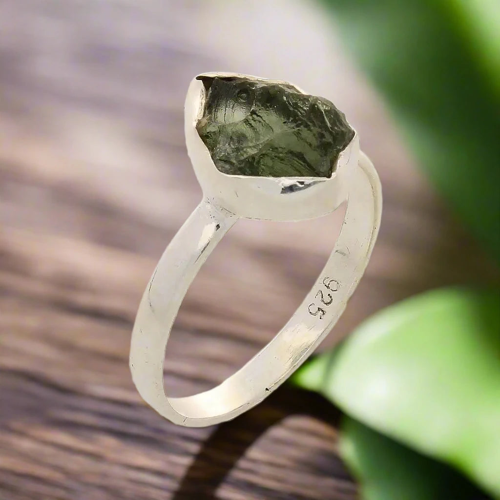 Buy your Cosmic Embrace: Sterling Silver Moldavite Ring online now or in store at Forever Gems in Franschhoek, South Africa