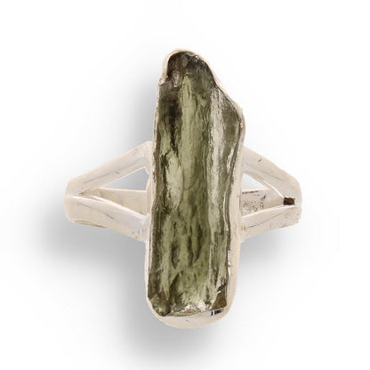 Celestial Splendor: Moldavite and Sterling Silver Ring