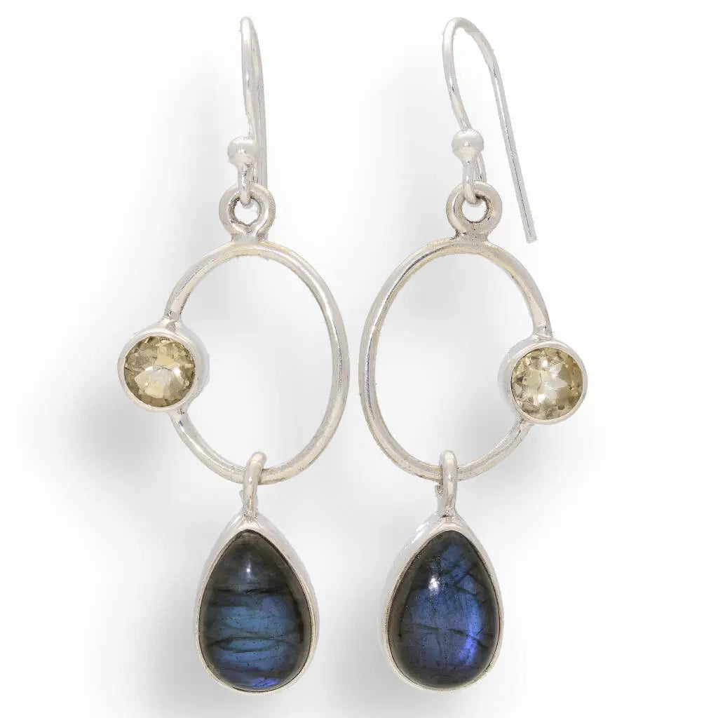 Radiant Harmony: Labradorite and Citrine Earrings