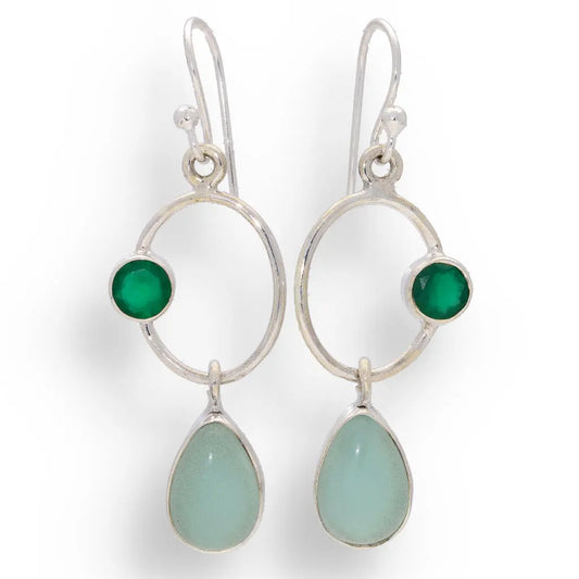 Buy your Radiant Harmony: Prehnite and Green Chalcedony Earrings online now or in store at Forever Gems in Franschhoek, South Africa