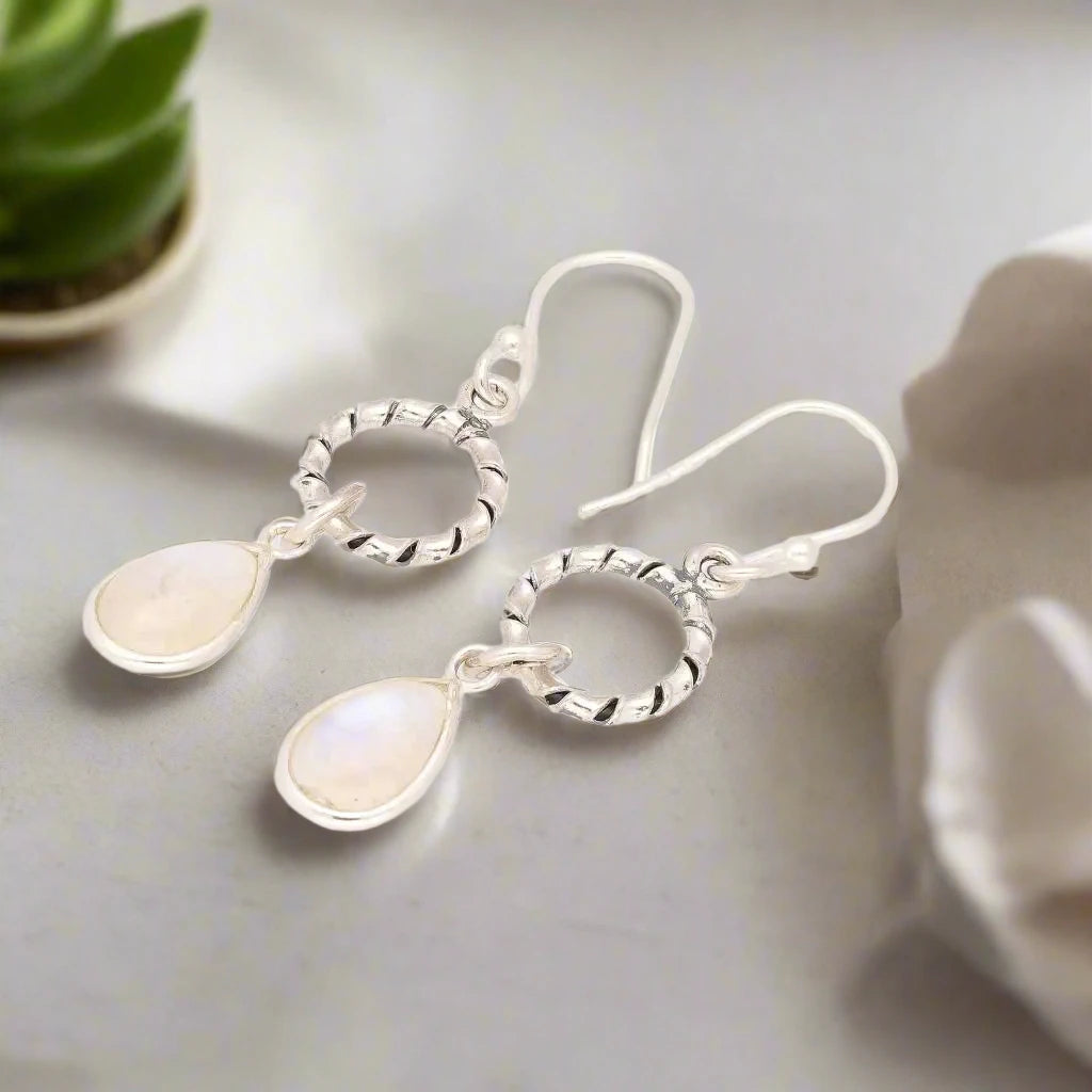 Buy your Wire & Whim: Moonstone Sterling Silver Earrings online now or in store at Forever Gems in Franschhoek, South Africa