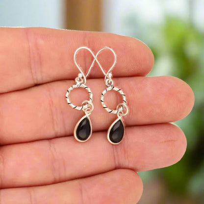 Buy your Wire & Whim: Black Onyx Sterling Silver Earrings online now or in store at Forever Gems in Franschhoek, South Africa