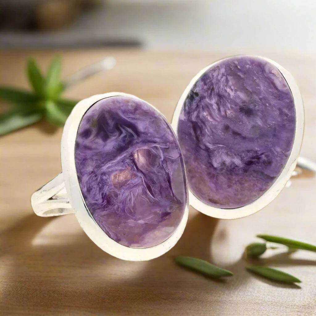 Buy your Charoite Charm: Elegant Sterling Silver Rings online now or in store at Forever Gems in Franschhoek, South Africa