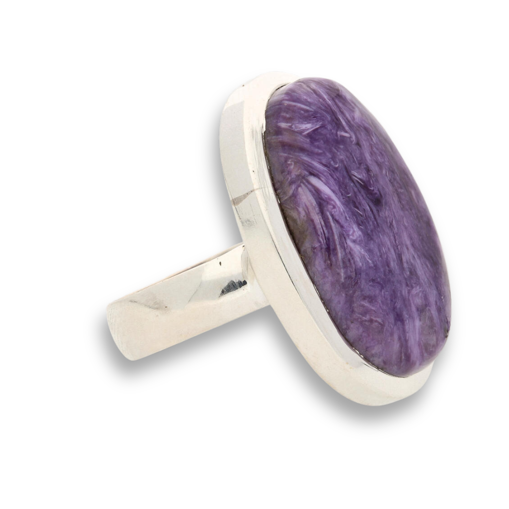 Charoite Sterling Silver Rings: Mystical Serenity