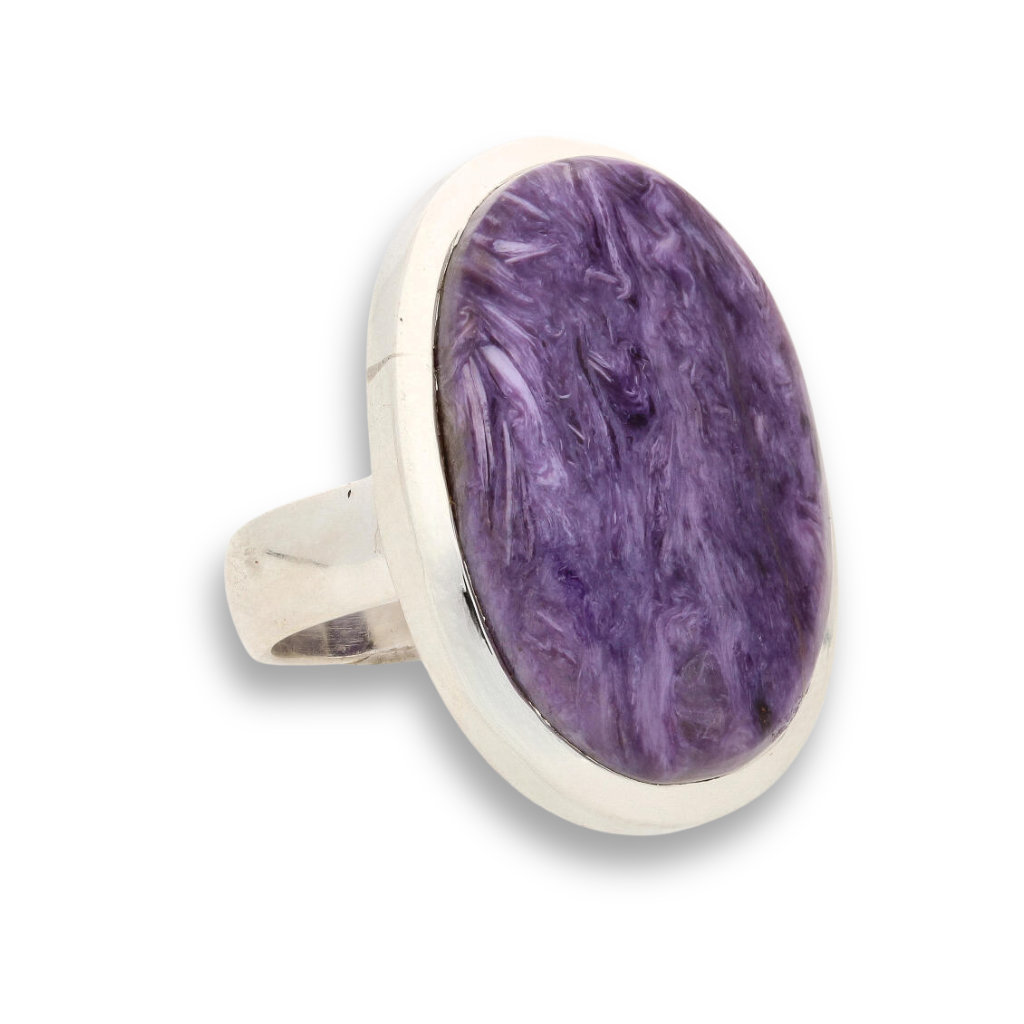 Charoite Sterling Silver Rings: Mystical Serenity