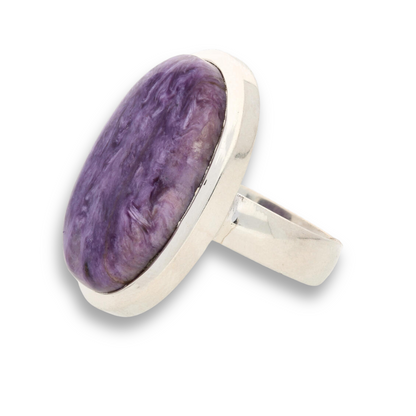 Charoite Sterling Silver Rings: Mystical Serenity