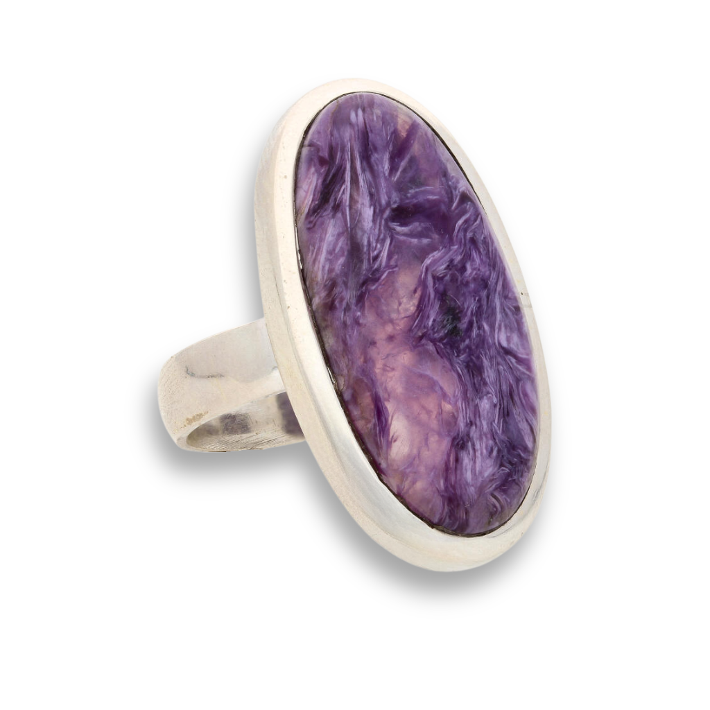 Charoite Sterling Silver Rings: Mystical Serenity