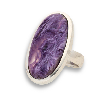 Charoite Sterling Silver Rings: Mystical Serenity