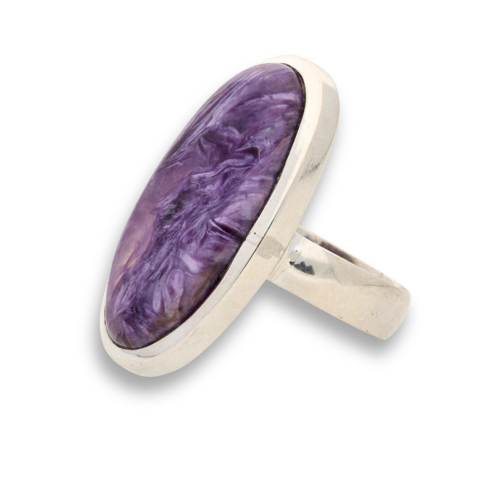 Charoite Sterling Silver Rings: Mystical Serenity