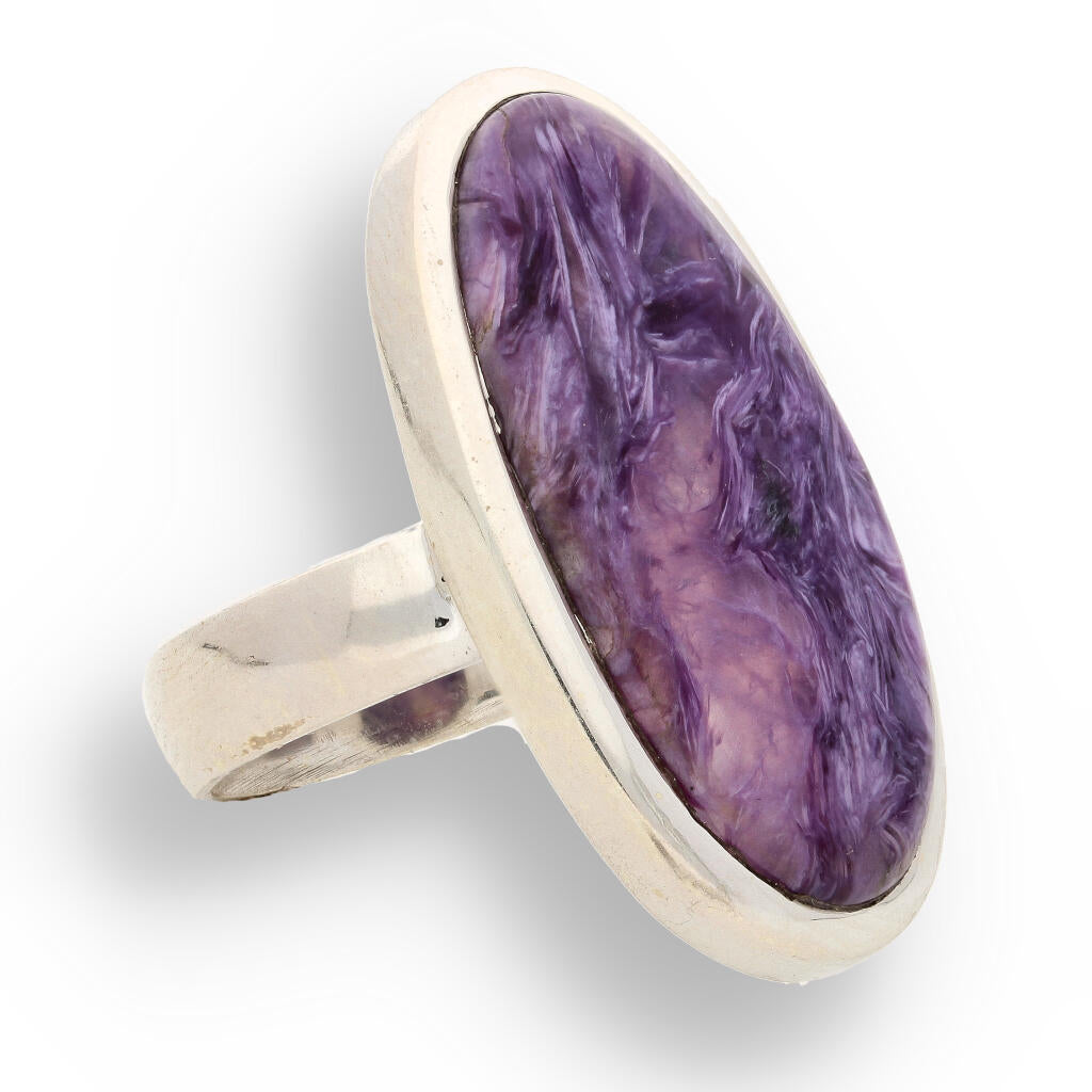 Charoite Sterling Silver Rings: Mystical Serenity