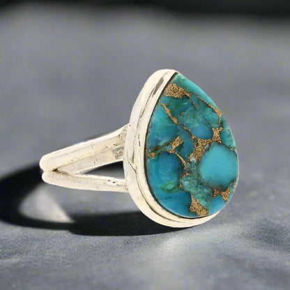 Buy your Bohemian Rhapsody: Copper Turquoise Sterling Silver Ring online now or in store at Forever Gems in Franschhoek, South Africa