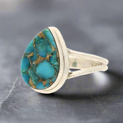 Buy your Bohemian Rhapsody: Copper Turquoise Sterling Silver Ring online now or in store at Forever Gems in Franschhoek, South Africa