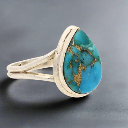 Buy your Bohemian Rhapsody: Copper Turquoise Sterling Silver Ring online now or in store at Forever Gems in Franschhoek, South Africa