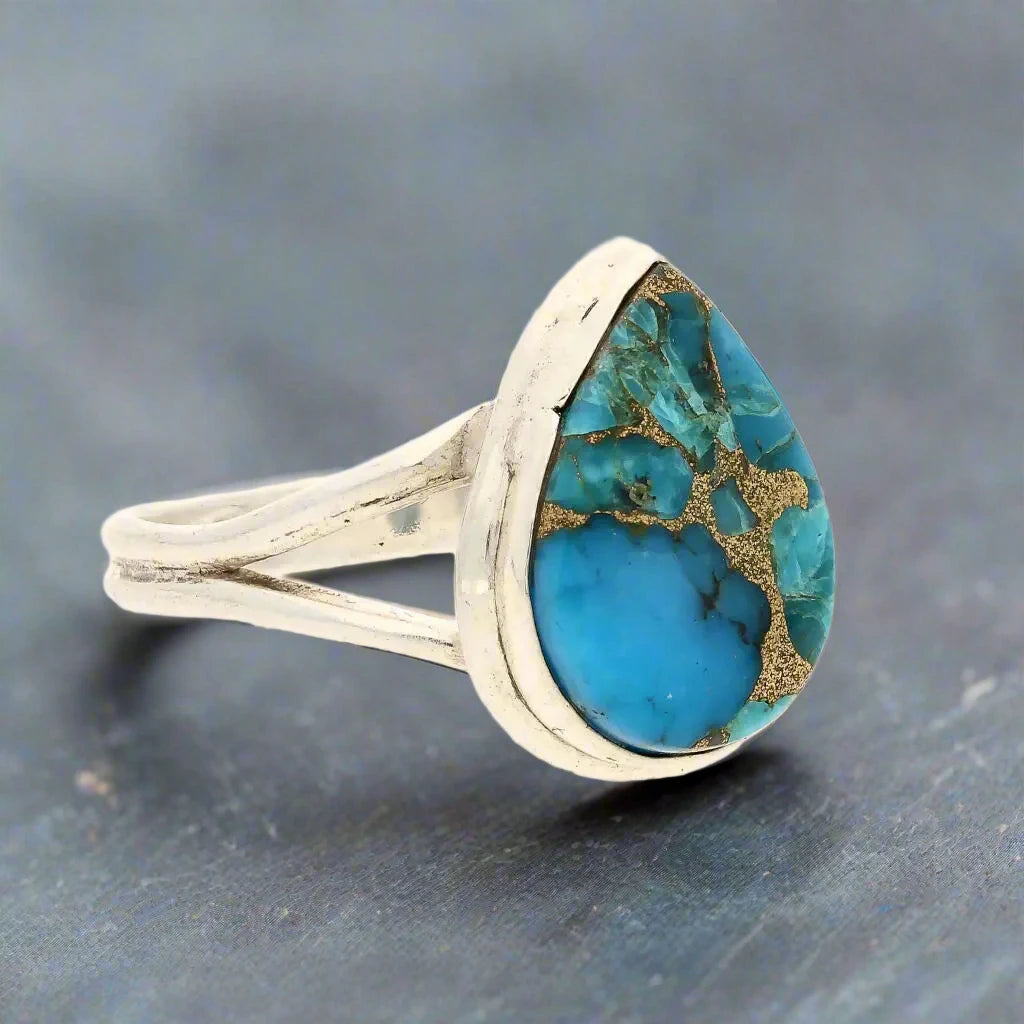 Buy your Bohemian Rhapsody: Copper Turquoise Sterling Silver Ring online now or in store at Forever Gems in Franschhoek, South Africa