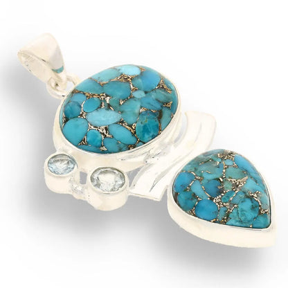 Buy your Wave & Wonder: Copper Turquoise & Blue Topaz Silver Pendant online now or in store at Forever Gems in Franschhoek, South Africa