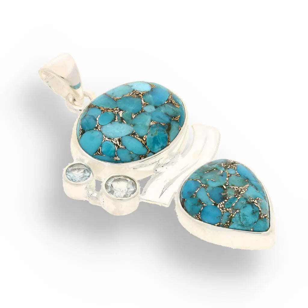 Buy your Wave & Wonder: Copper Turquoise & Blue Topaz Silver Pendant online now or in store at Forever Gems in Franschhoek, South Africa