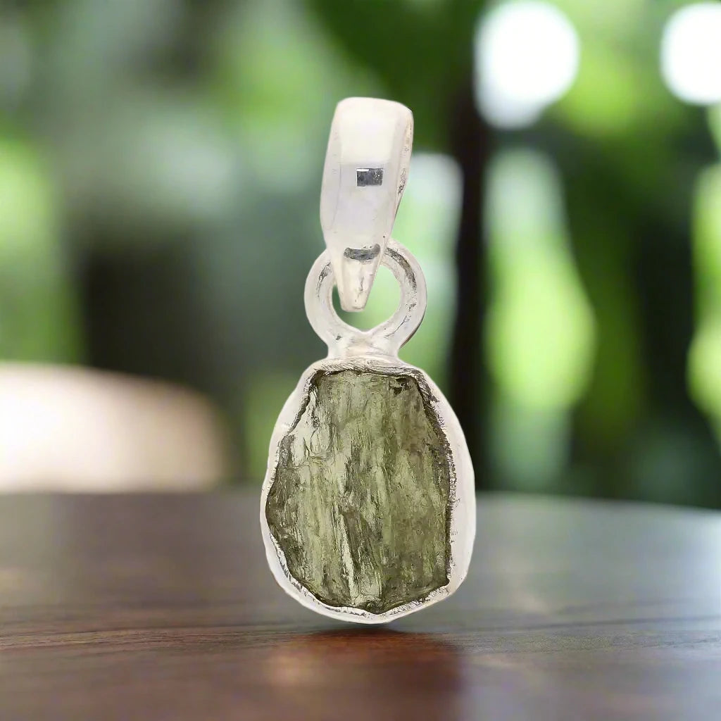 Moldavite Power Sterling Silver Pendant