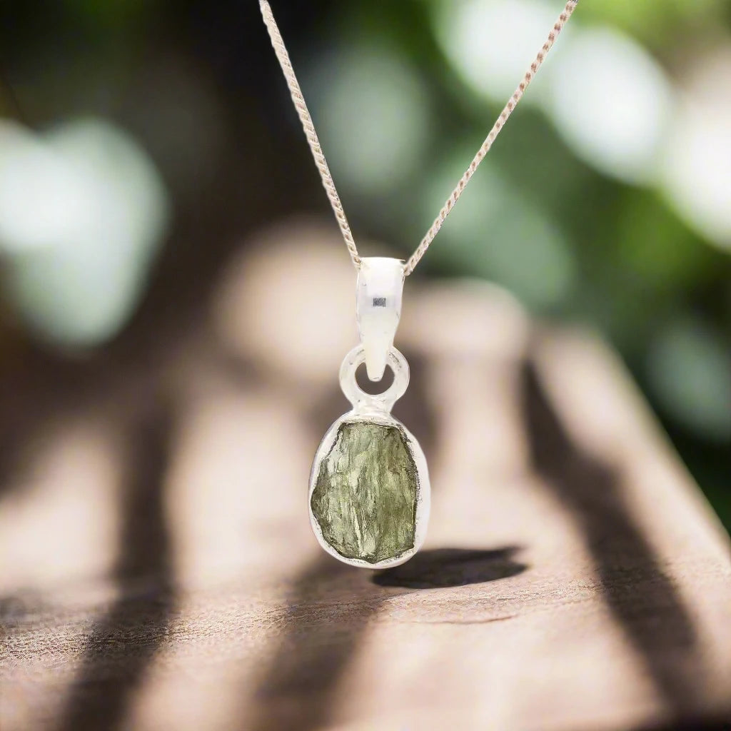 Moldavite Power Sterling Silver Pendant