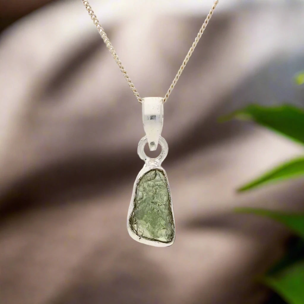 Galactic Moldavite Stone Pendant Necklace