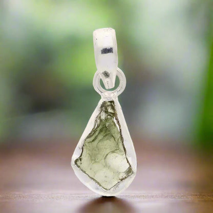 Mystic Green Moldavite Silver Necklace