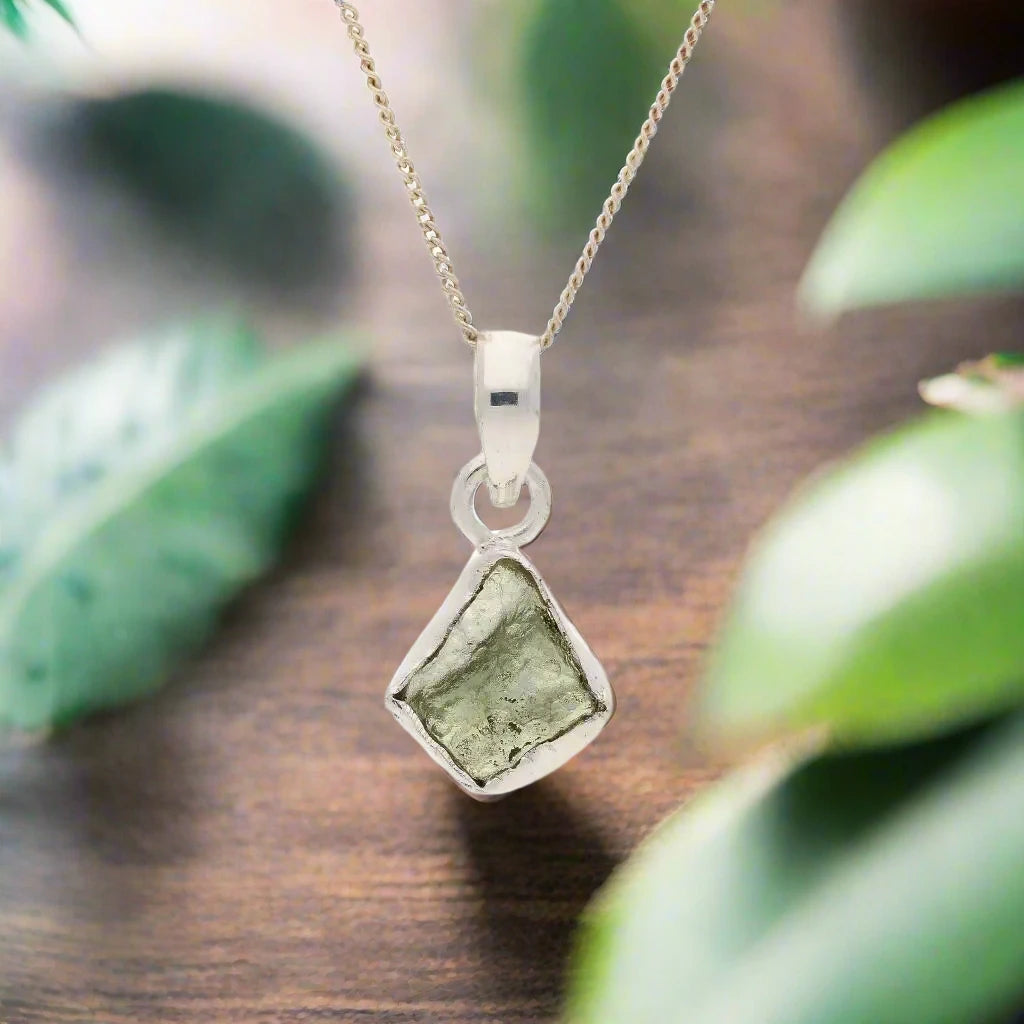 Exclusive Moldavite Silver Stone Necklace