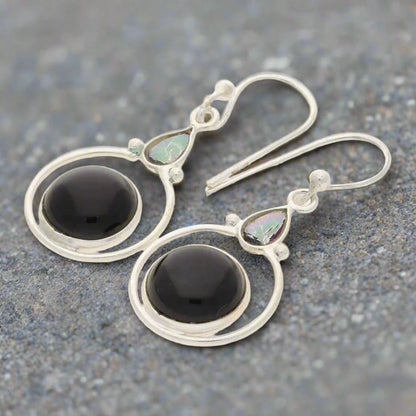 Rainbow Drops: Onyx & Mystic Topaz Earrings