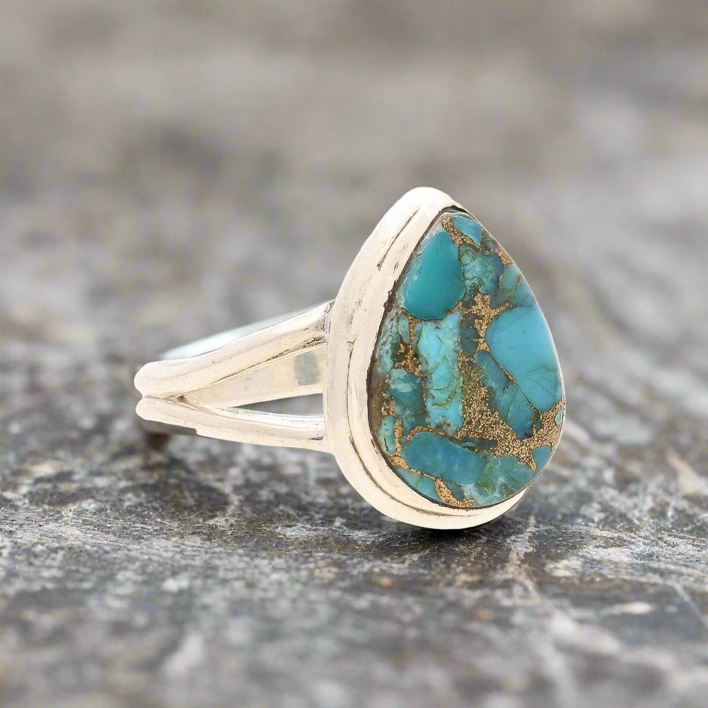 Buy your Bohemian Rhapsody: Copper Turquoise Sterling Silver Ring online now or in store at Forever Gems in Franschhoek, South Africa