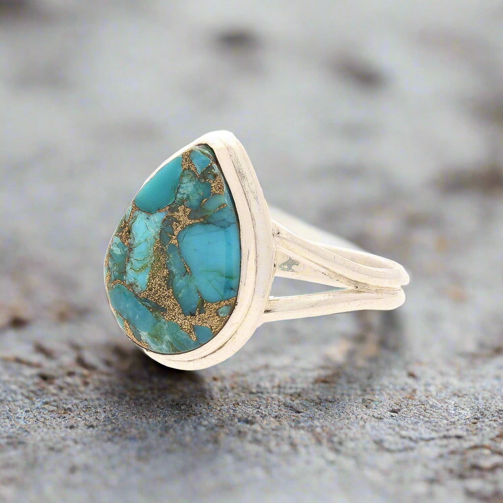 Buy your Bohemian Rhapsody: Copper Turquoise Sterling Silver Ring online now or in store at Forever Gems in Franschhoek, South Africa