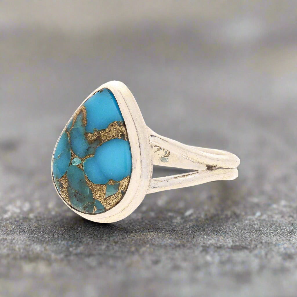 Buy your Bohemian Rhapsody: Copper Turquoise Sterling Silver Ring online now or in store at Forever Gems in Franschhoek, South Africa