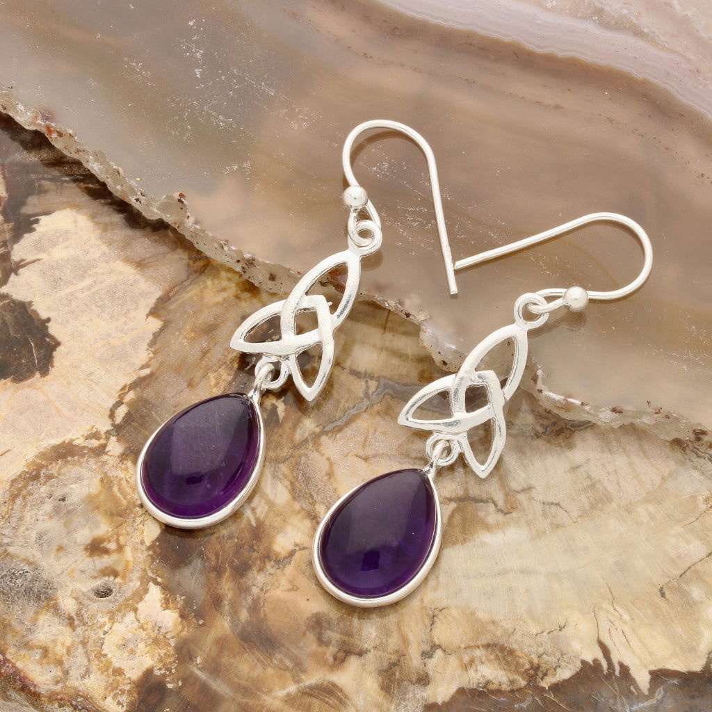 Buy your Celtic Teardrops Elegance: Amethyst Sterling Silver Earrings online now or in store at Forever Gems in Franschhoek, South Africa