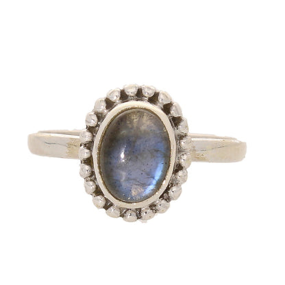 Buy your Enchanting Ballad: Oval Labradorite and Silver Ball Detail Ring online now or in store at Forever Gems in Franschhoek, South Africa