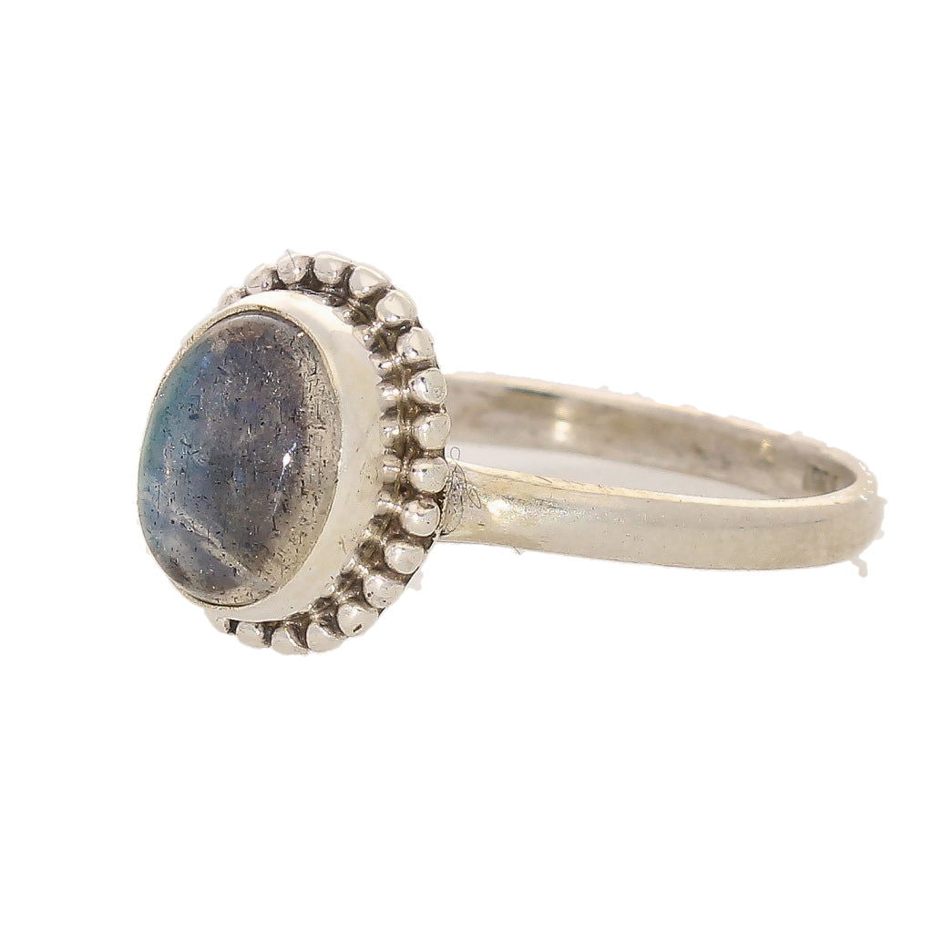 Buy your Enchanting Ballad: Oval Labradorite and Silver Ball Detail Ring online now or in store at Forever Gems in Franschhoek, South Africa