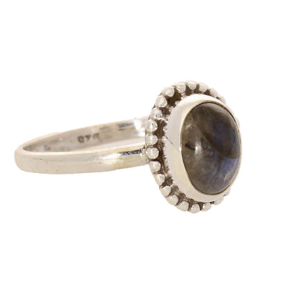 Buy your Enchanting Ballad: Oval Labradorite and Silver Ball Detail Ring online now or in store at Forever Gems in Franschhoek, South Africa