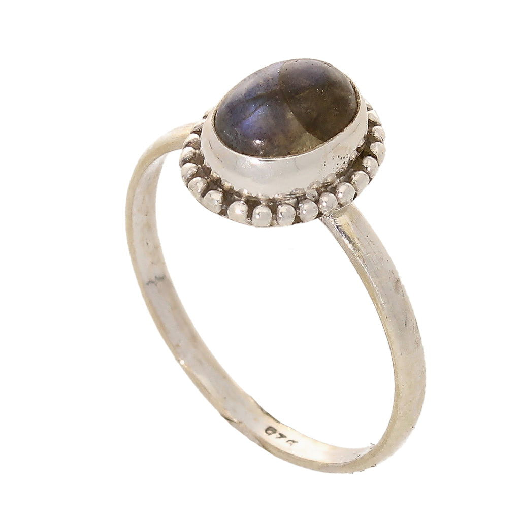 Buy your Enchanting Ballad: Oval Labradorite and Silver Ball Detail Ring online now or in store at Forever Gems in Franschhoek, South Africa