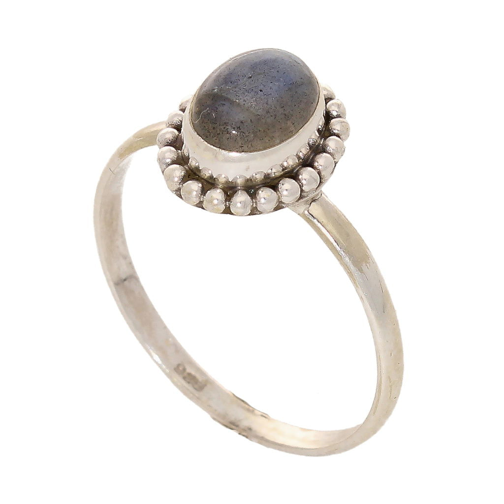 Buy your Enchanting Ballad: Oval Labradorite and Silver Ball Detail Ring online now or in store at Forever Gems in Franschhoek, South Africa