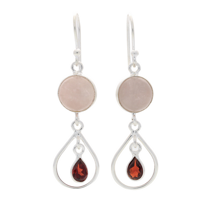 Buy your Gem Duets: Rose Quartz & Garnet Sterling Silver Earrings online now or in store at Forever Gems in Franschhoek, South Africa